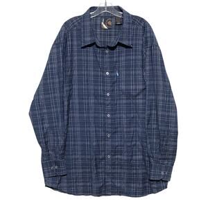 Mecca USA Blue Plaid Pocket Button Shirt Mens 2XL Hip Hop Y2K Streetwear